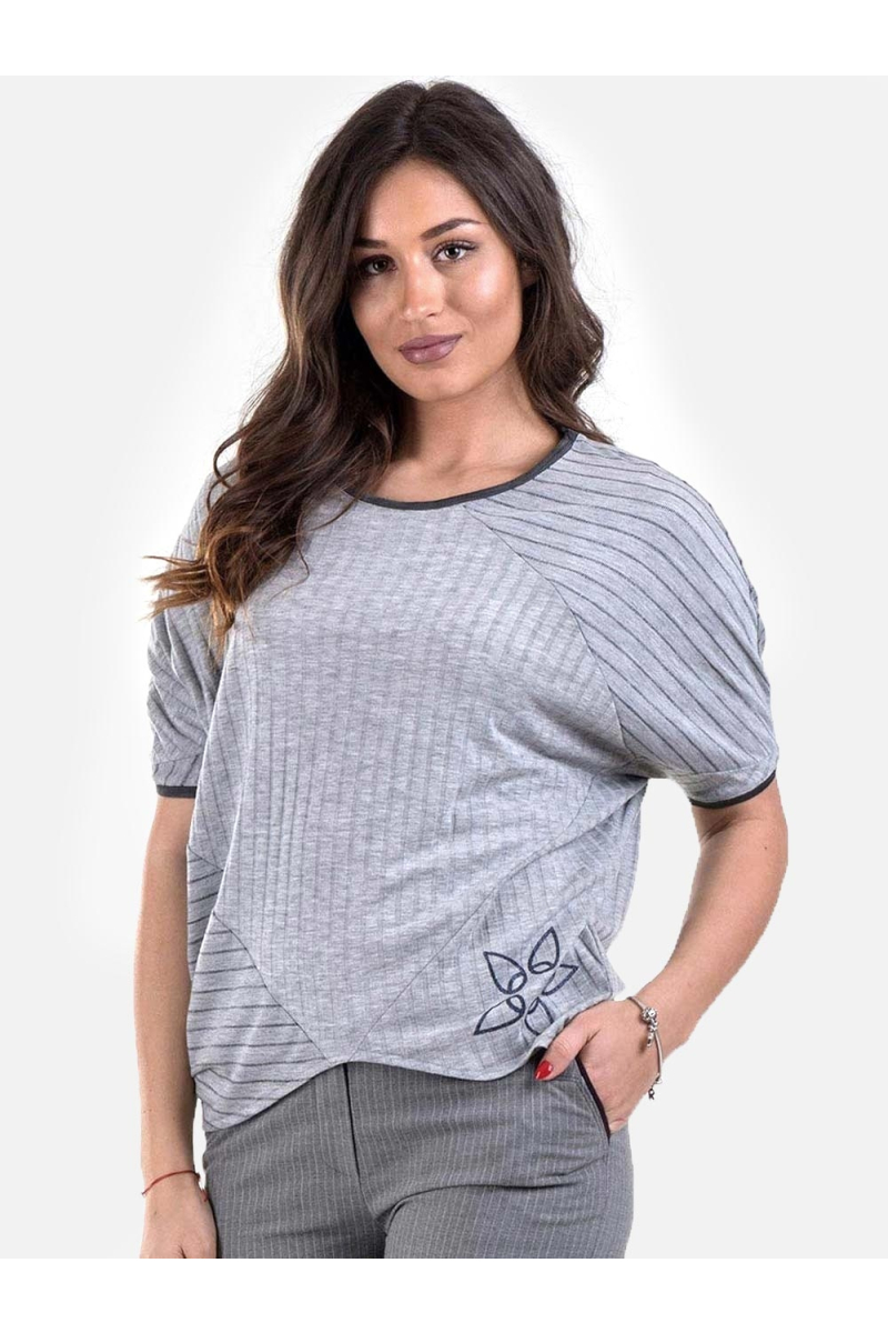 Светло сива спортно-елегантна дамска блуза 601315 INDIGO Fashion