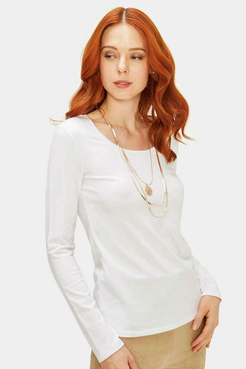 Бяла дамска блуза - basic модел 601610 INDIGO Fashion