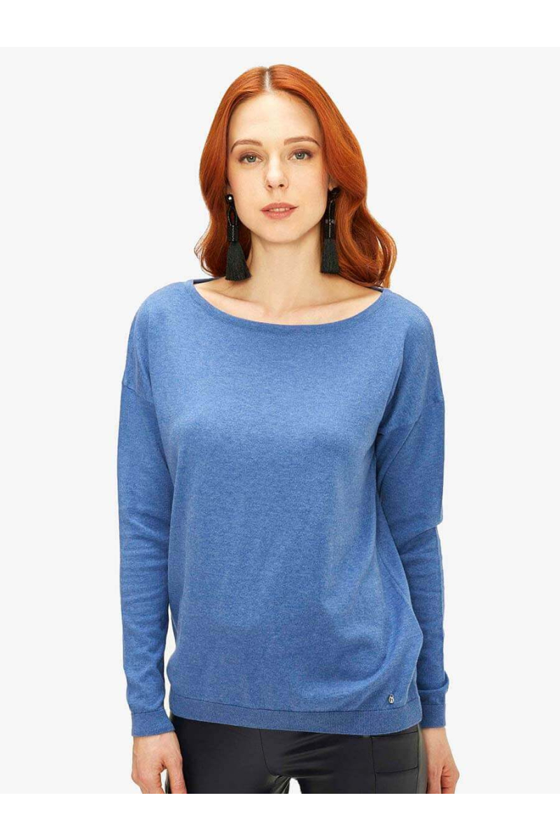 Дамска блуза с паднал ръкав  - синя 850617 INDIGO Fashion