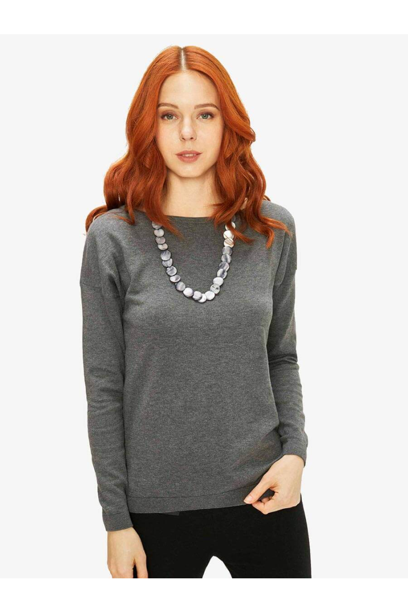 Дамска блуза с паднал ръкав - сива 850617 INDIGO Fashion