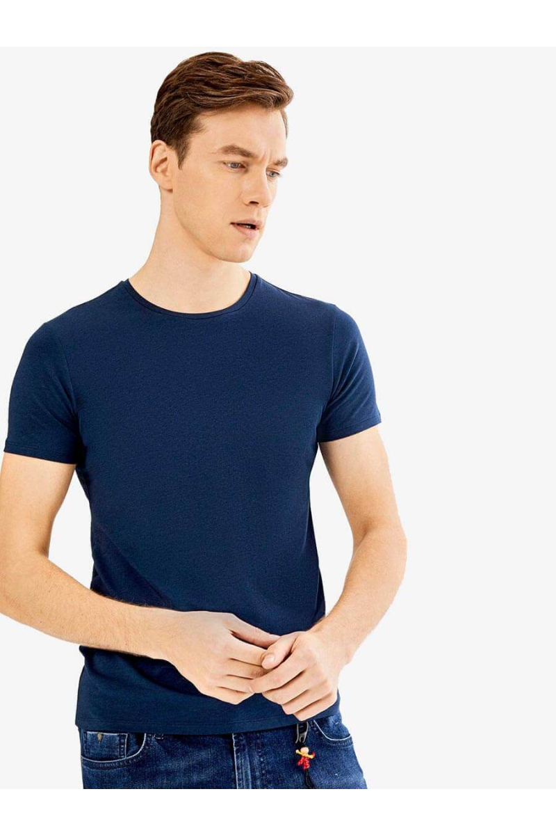 Тъмносиня мъжка тениска - basic модел 501363 INDIGO Fashion