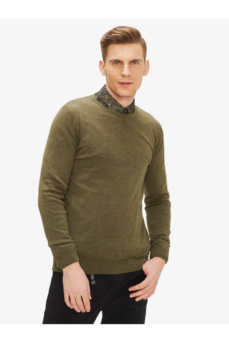 Мъжки пуловер - цвят каки 801532 INDIGO Fashion