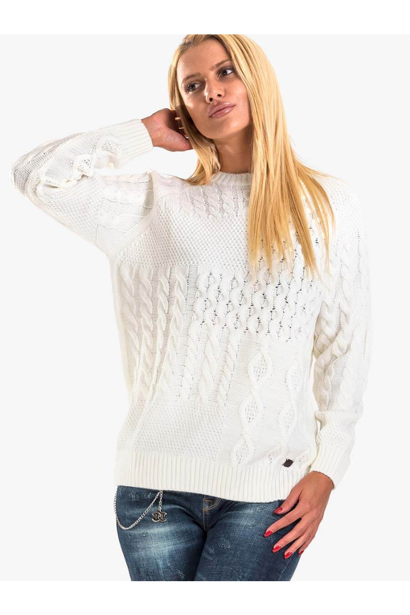 Плетен дамски пуловер 801477-01 INDIGO Fashion