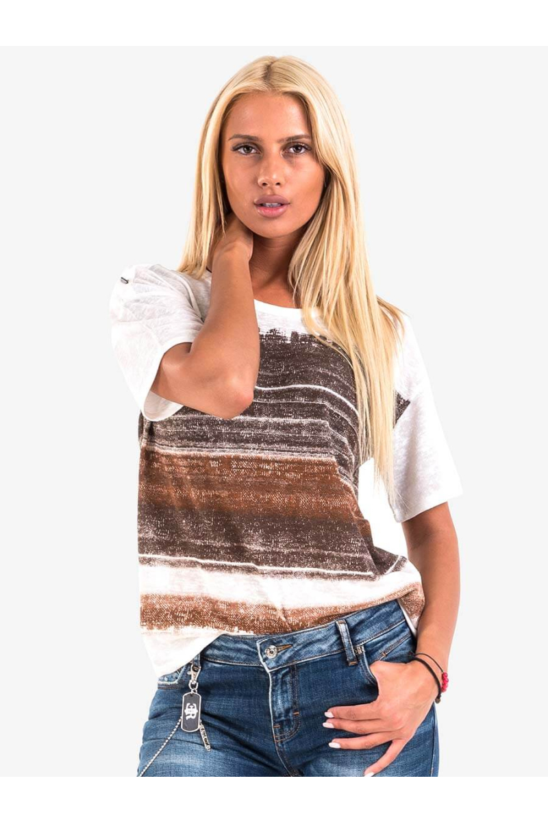 Дамса блуза на райе - екрю 601619 INDIGO Fashion