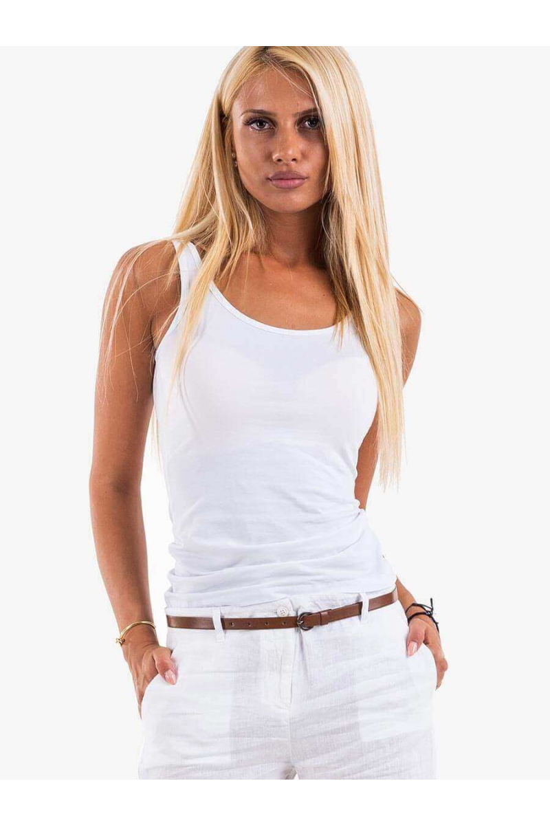 Бял дамски потник с широка презрамка 14881 INDIGO Fashion