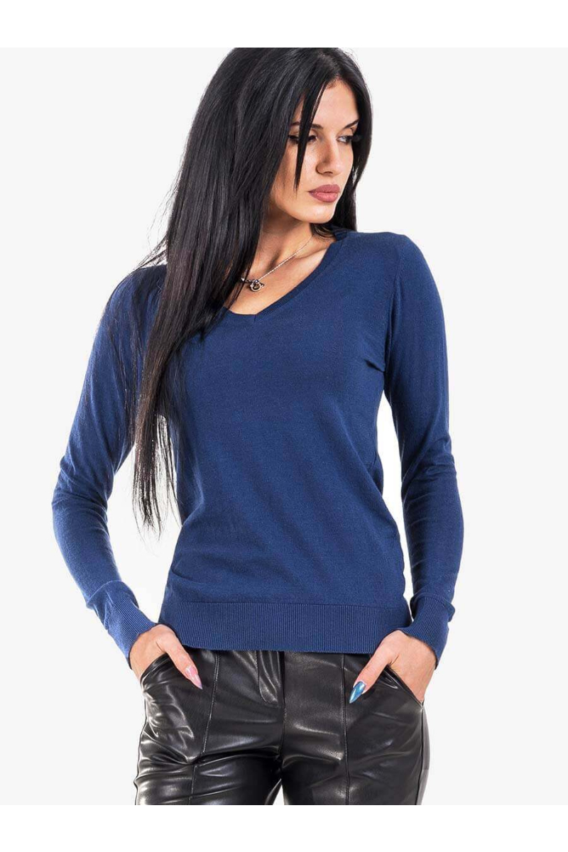 Тъмно синя дамска блуза POL03-18 INDIGO Fashion