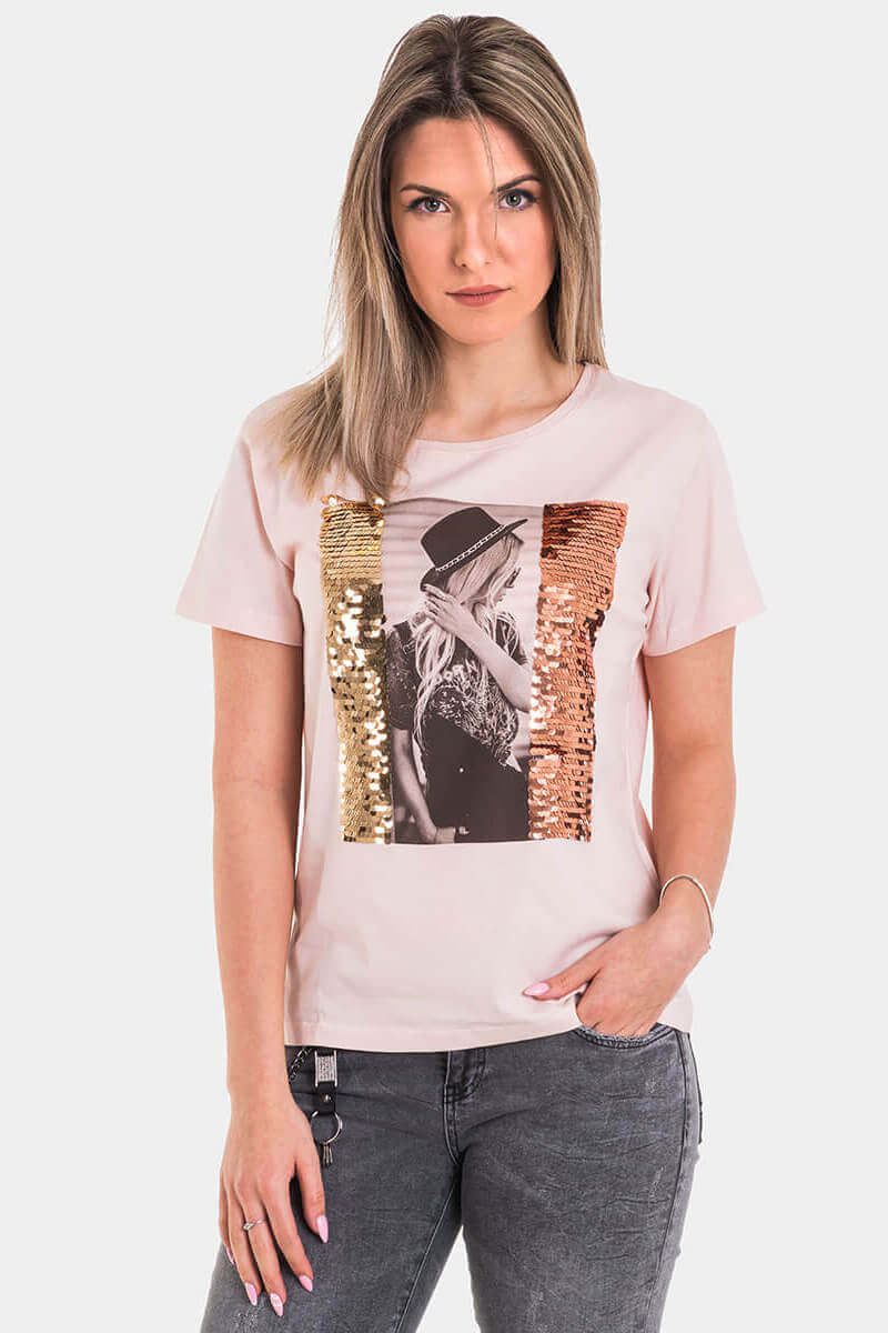 Розова дамска тениска 7238 INDIGO Fashion
