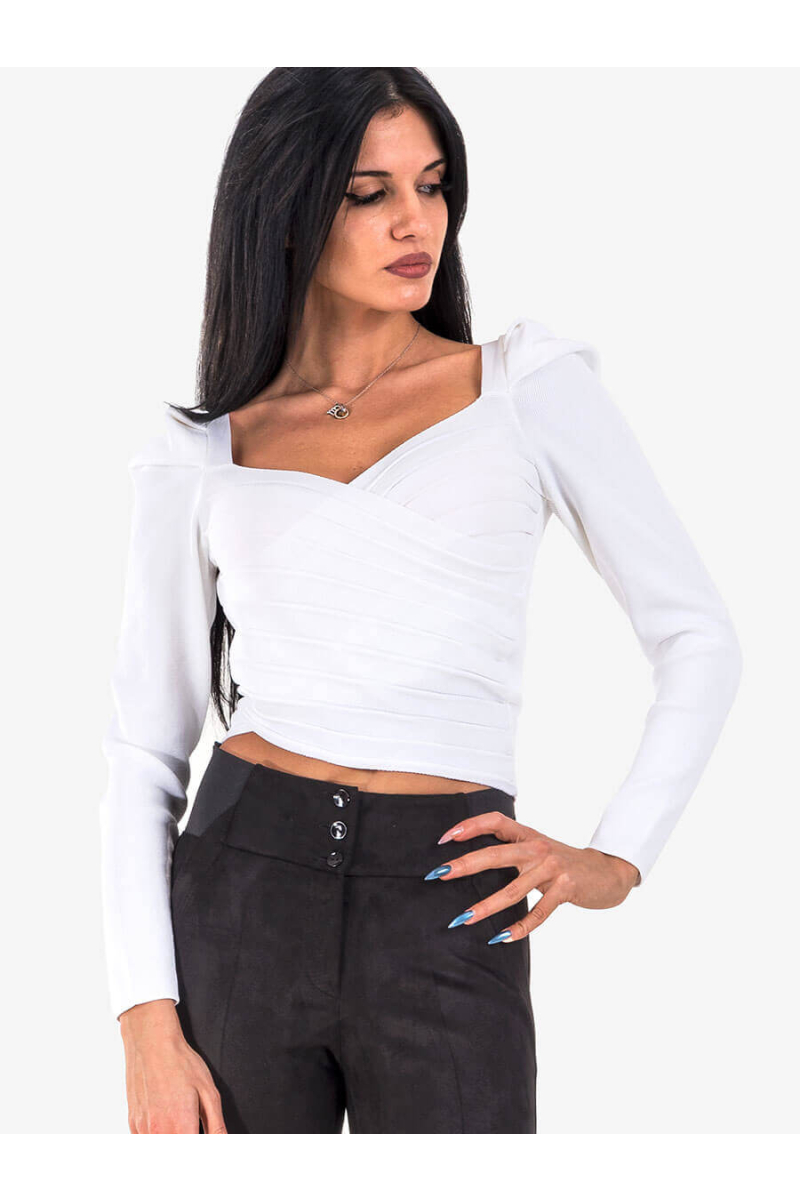 Къса бяла блуза 1986 INDIGO Fashion