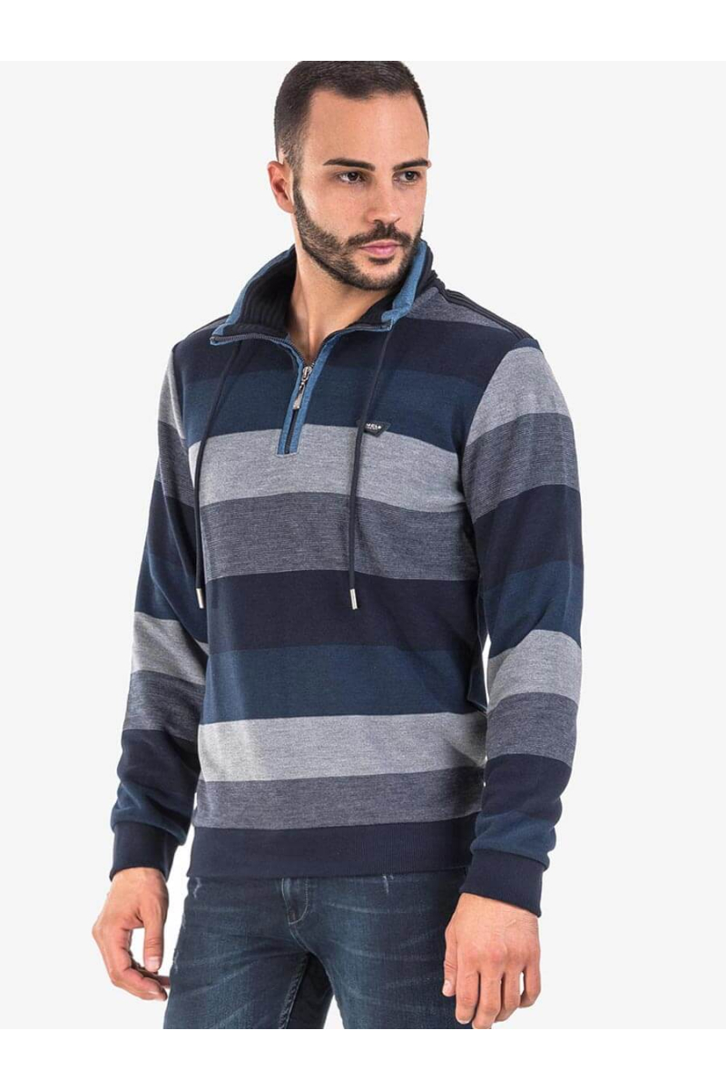 Мъжки пуловер на райе 26419 INDIGO Fashion