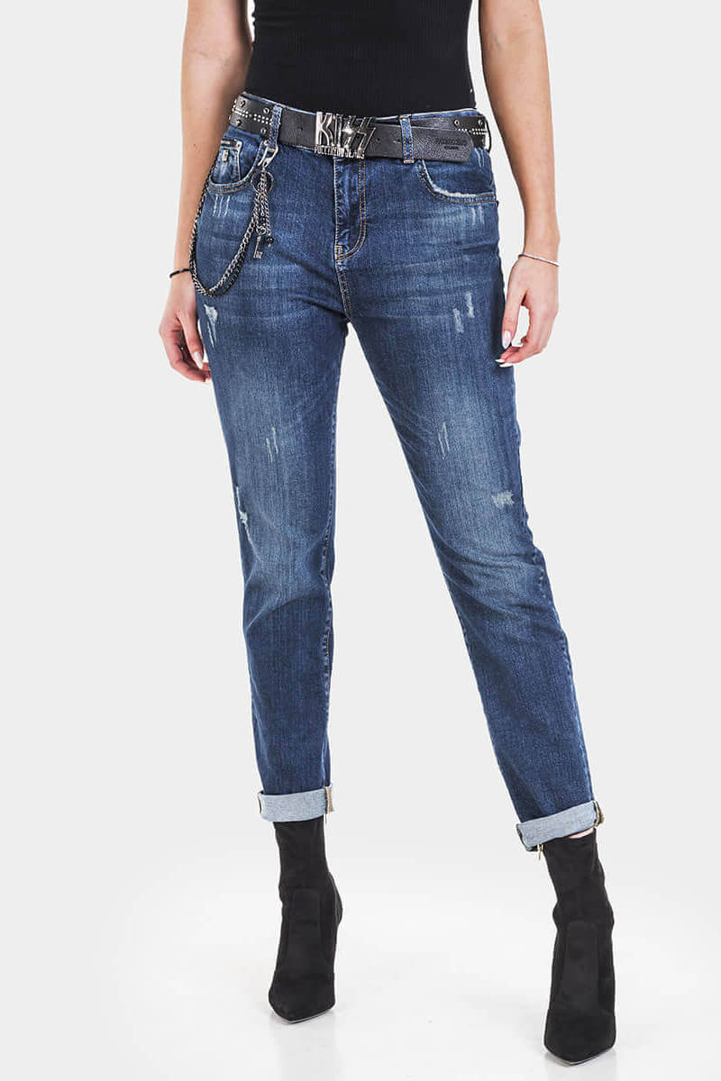 Бойфренд дамски дънки 50189 INDIGO Fashion