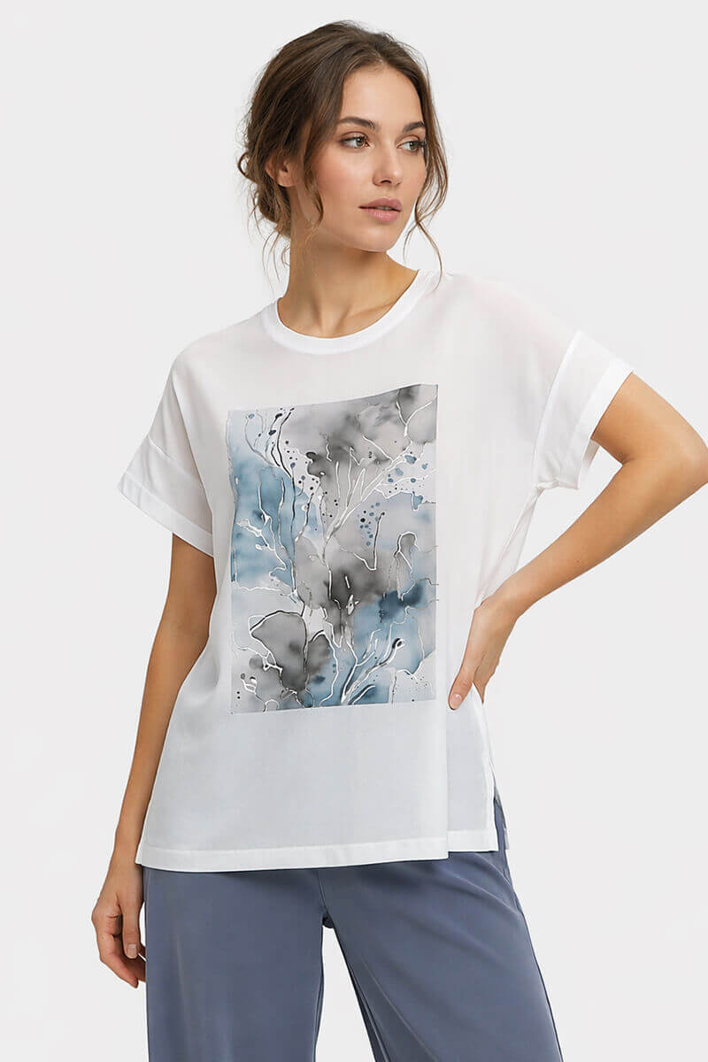 Дамска спортно-елегантна блуза с принт 350-08 JOGGY