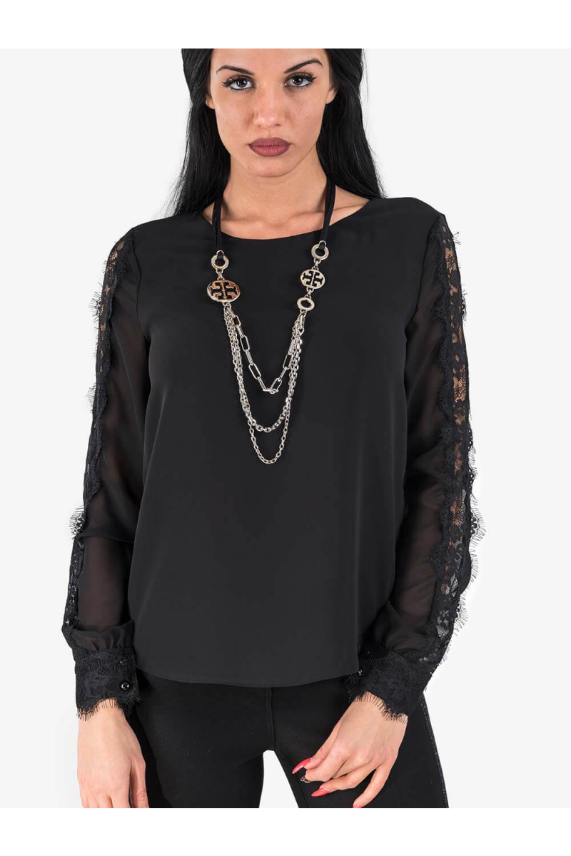 Елегантна дамска блуза с прозрачен гръб 16001 INDIGO Fashion