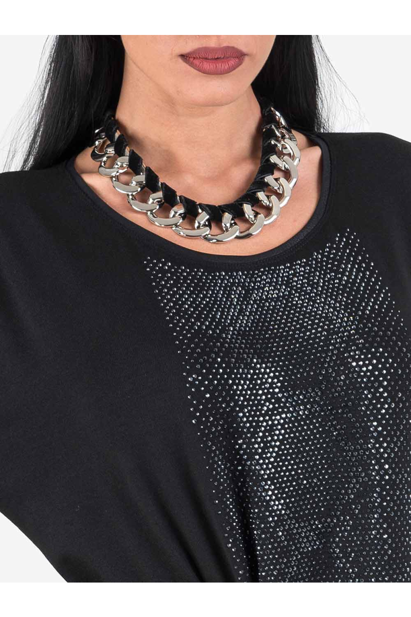 Дамско колие с плетка тип верига - сребристо 9710 INDIGO Fashion