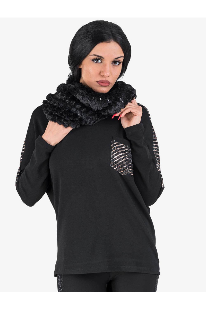 Дамска кръгла шал яка с пайети 11482 INDIGO Fashion