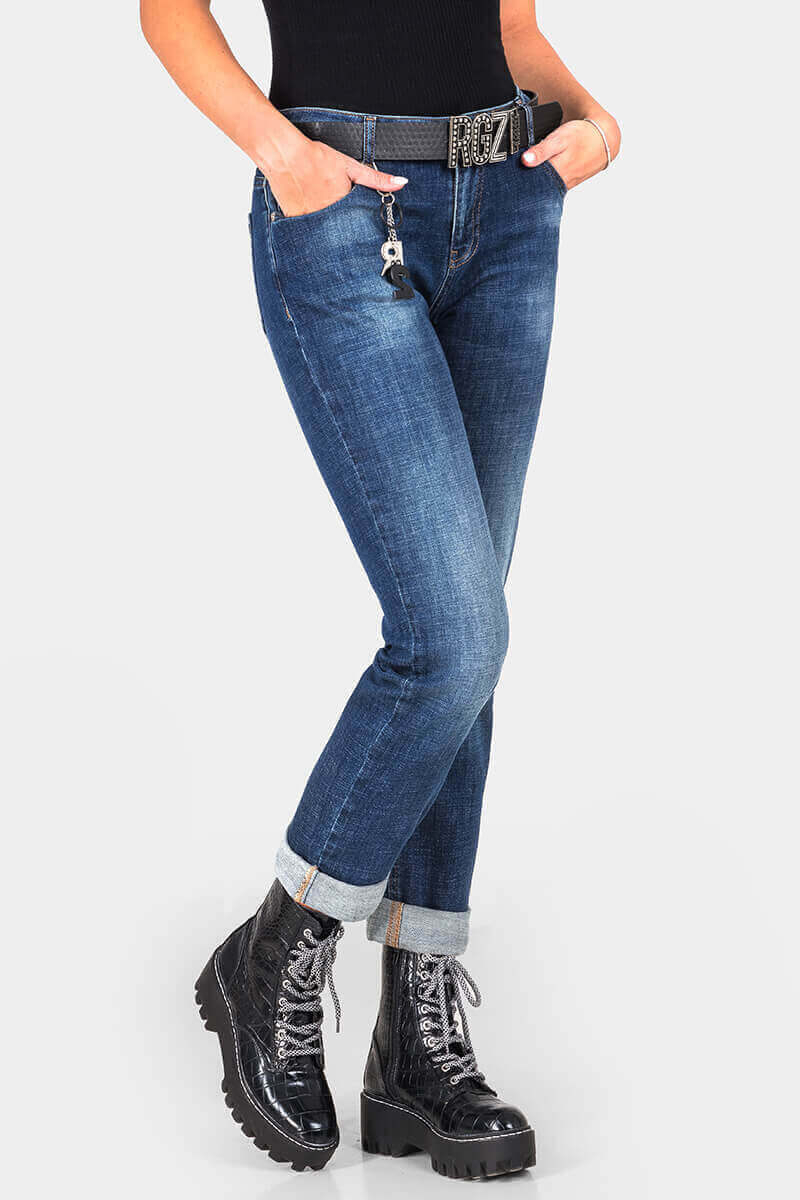 Бойфренд дамски дънки 6349-77 INDIGO Fashion