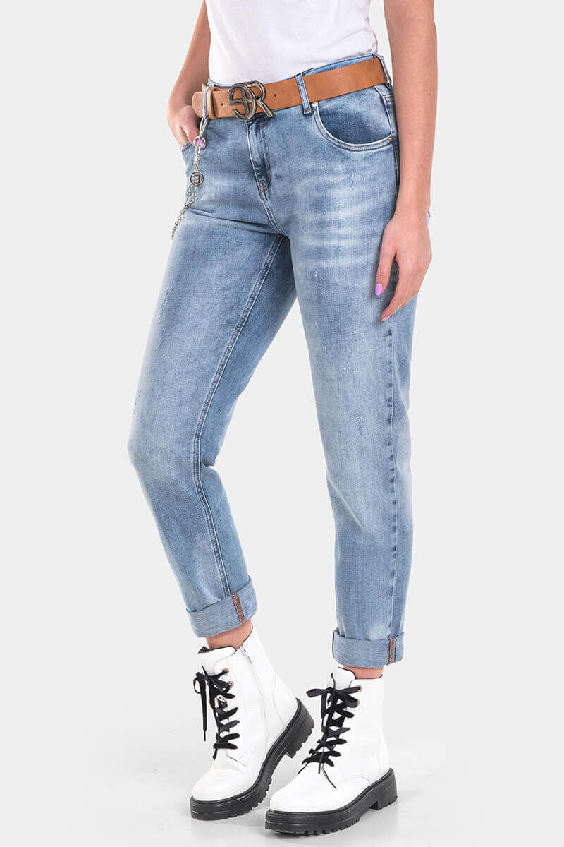 Бойфренд дамски дънки 6446 INDIGO Fashion