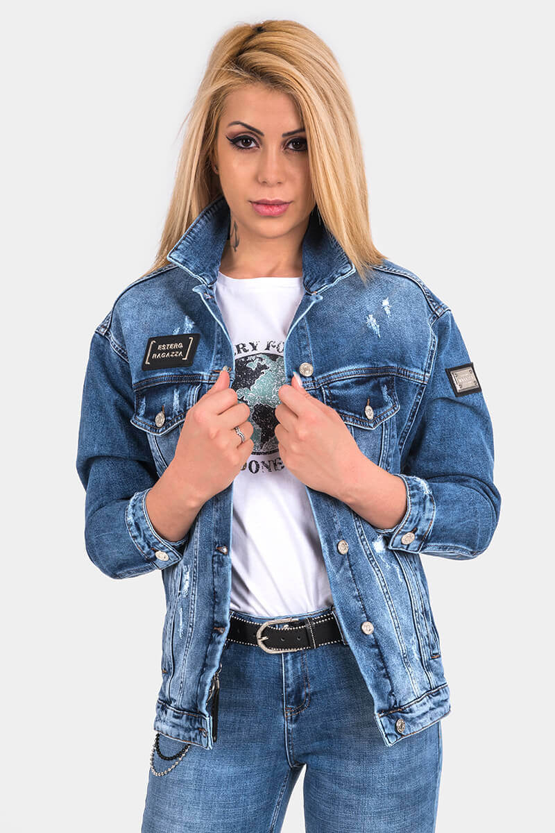 Дамско дънково яке 38392 INDIGO Fashion