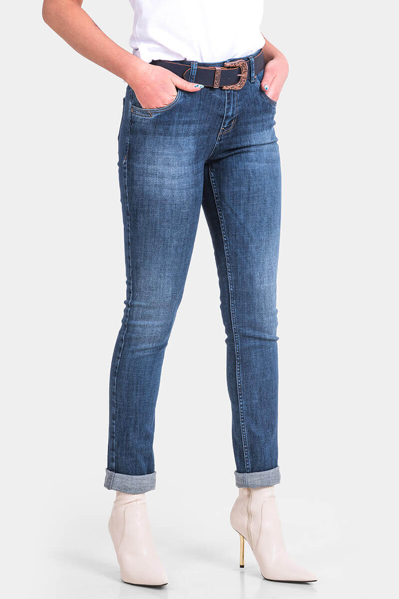 Бойфренд дамски дънки 6545 INDIGO Fashion