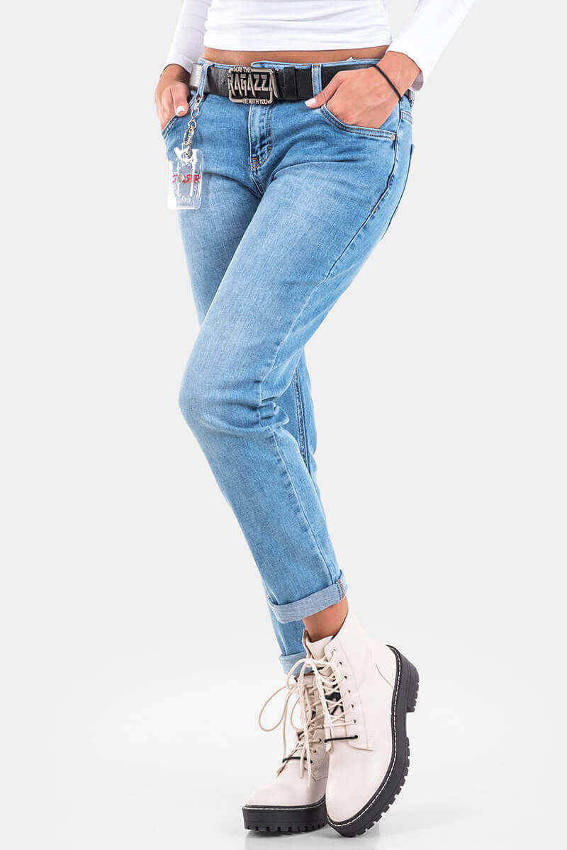 Бойфренд дамски дънки 6085 INDIGO Fashion