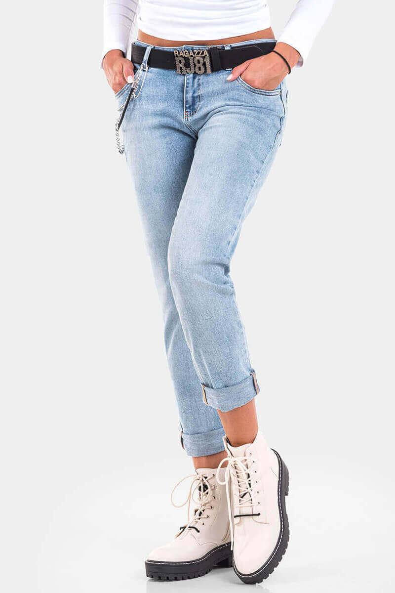 Бойфренд дамски дънки 6087 INDIGO Fashion