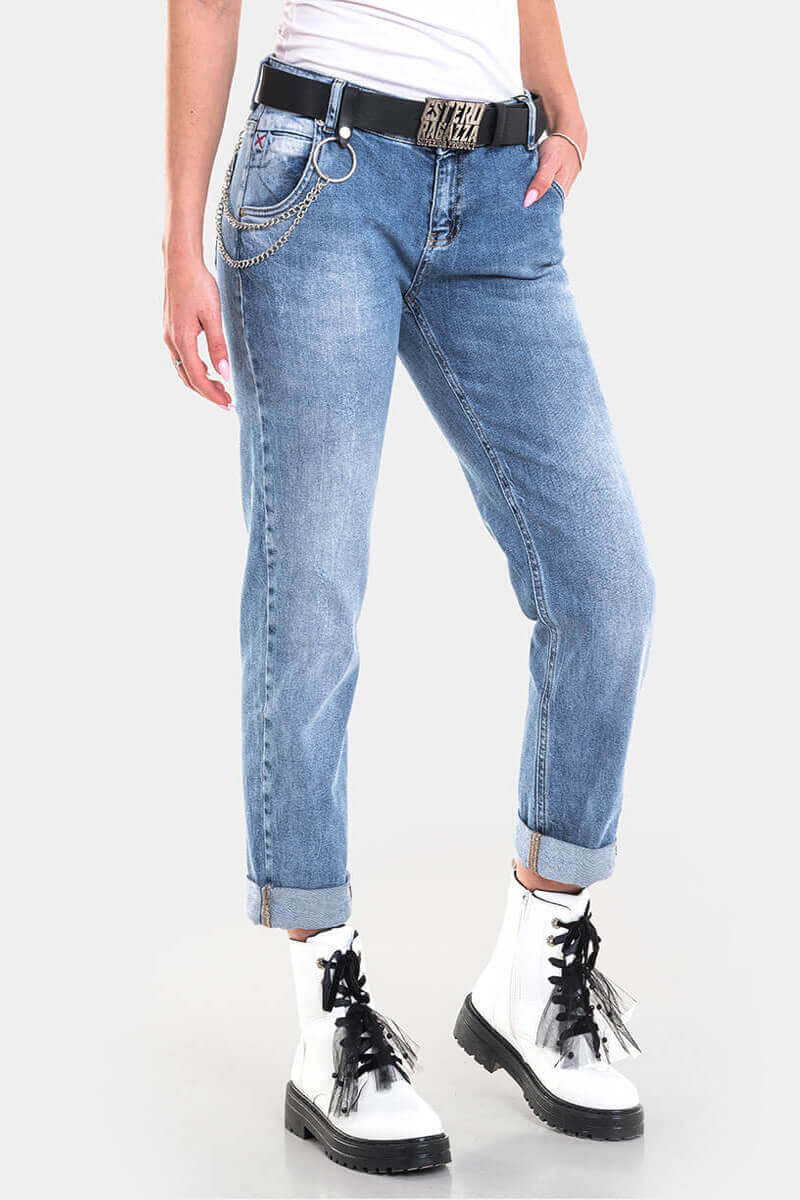 Бойфренд дамски дънки 6014 INDIGO Fashion