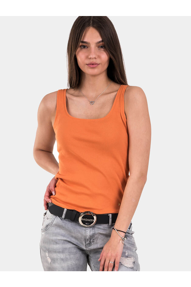 Оранжев рипсен дамски потник 601612 INDIGO Fashion