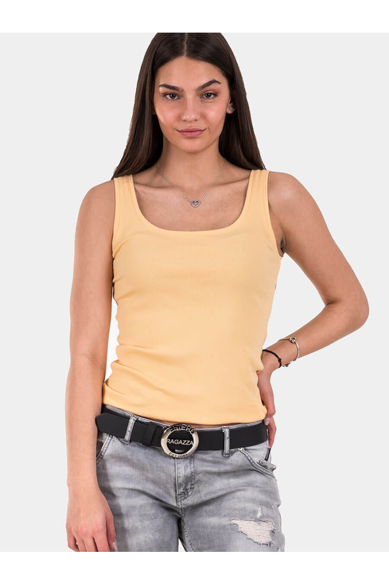 Жълт рипсен дамски потник 601612 INDIGO Fashion