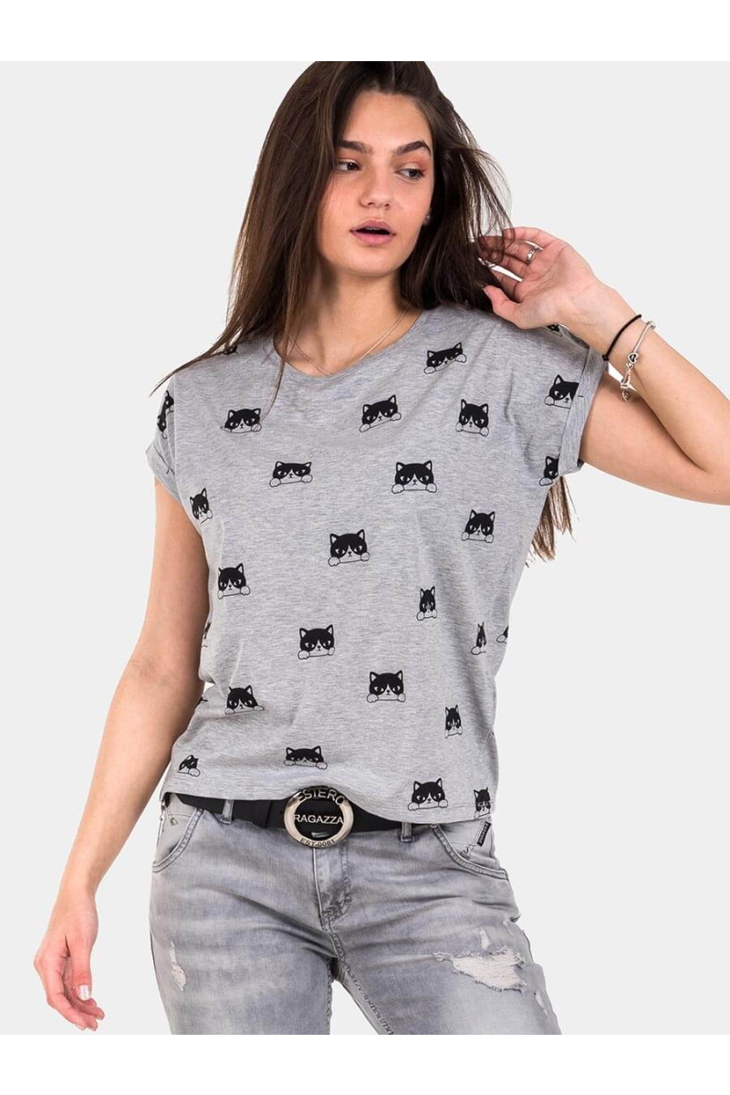 Сива дамска тениска 7102 INDIGO Fashion