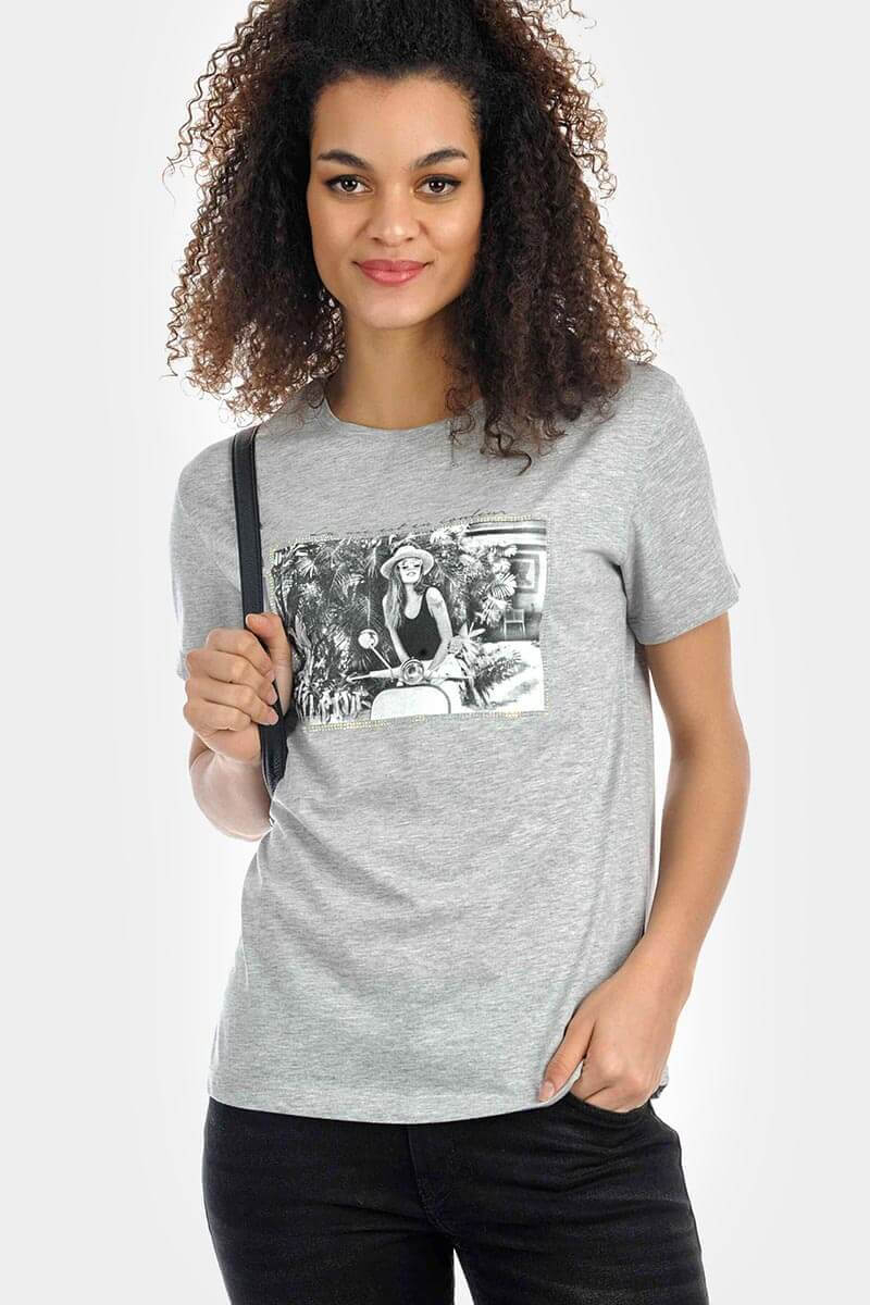 Сива дамска тениска 7118 INDIGO Fashion