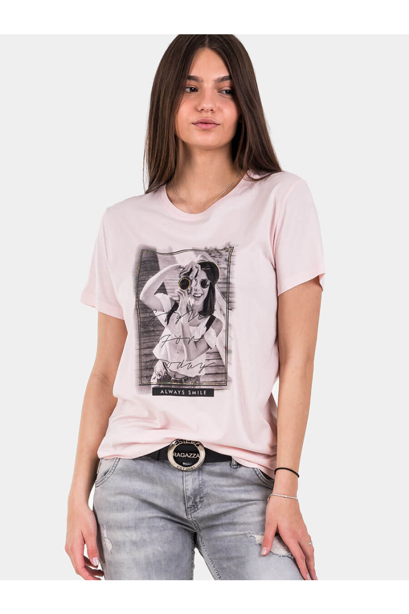 Розова дамска тениска 7119 INDIGO Fashion