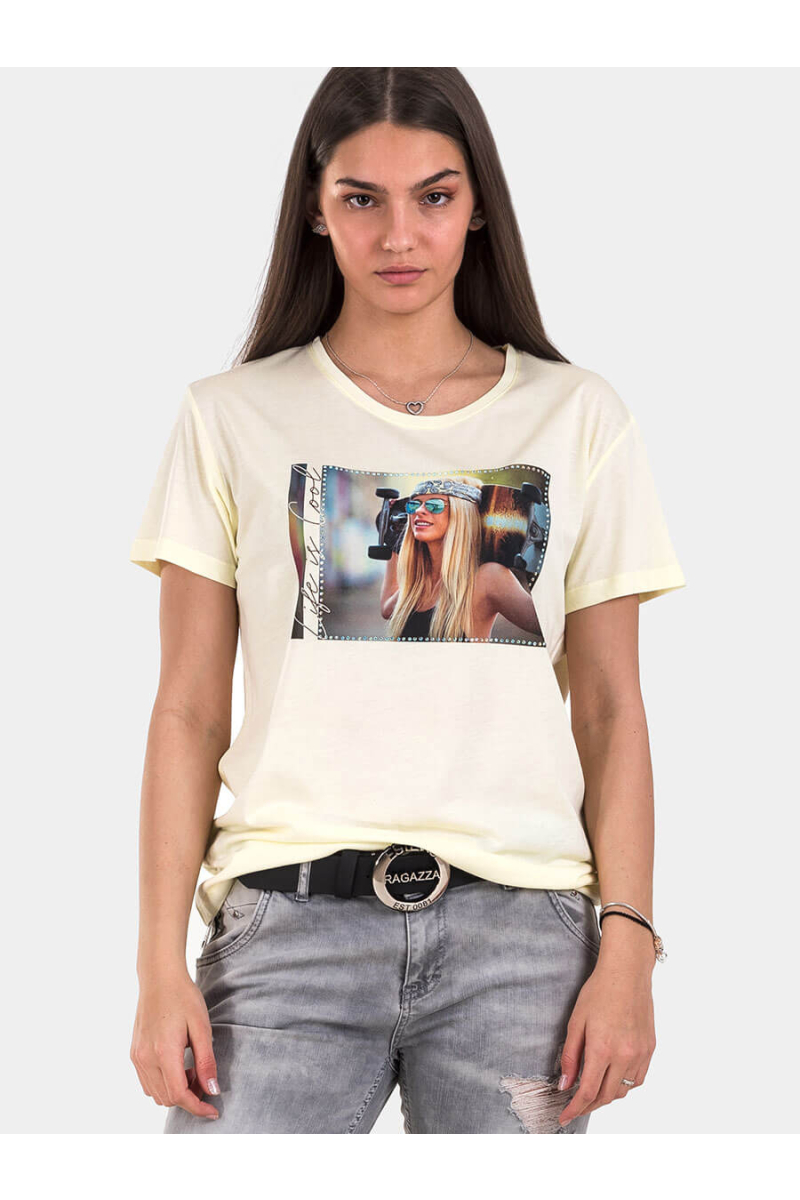 Жълта дамска тениска 7121 INDIGO Fashion