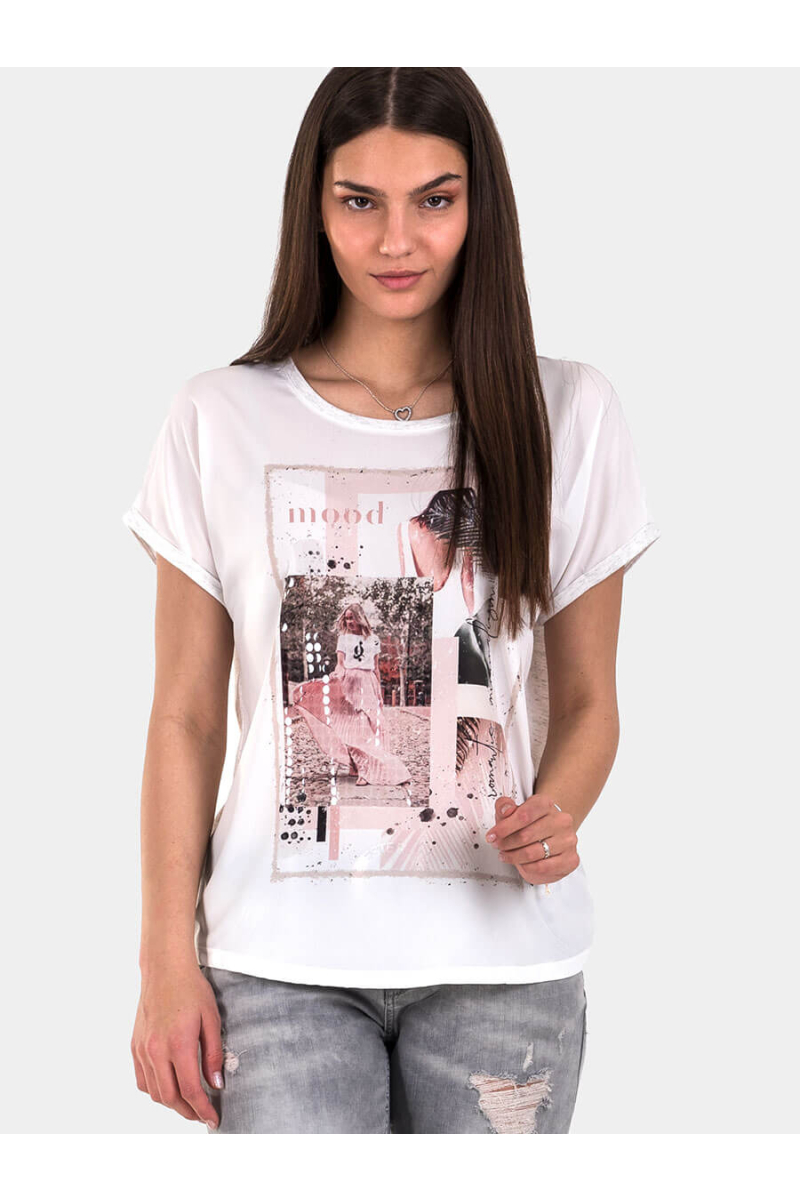 Бяла дамска блуза 7144 INDIGO Fashion