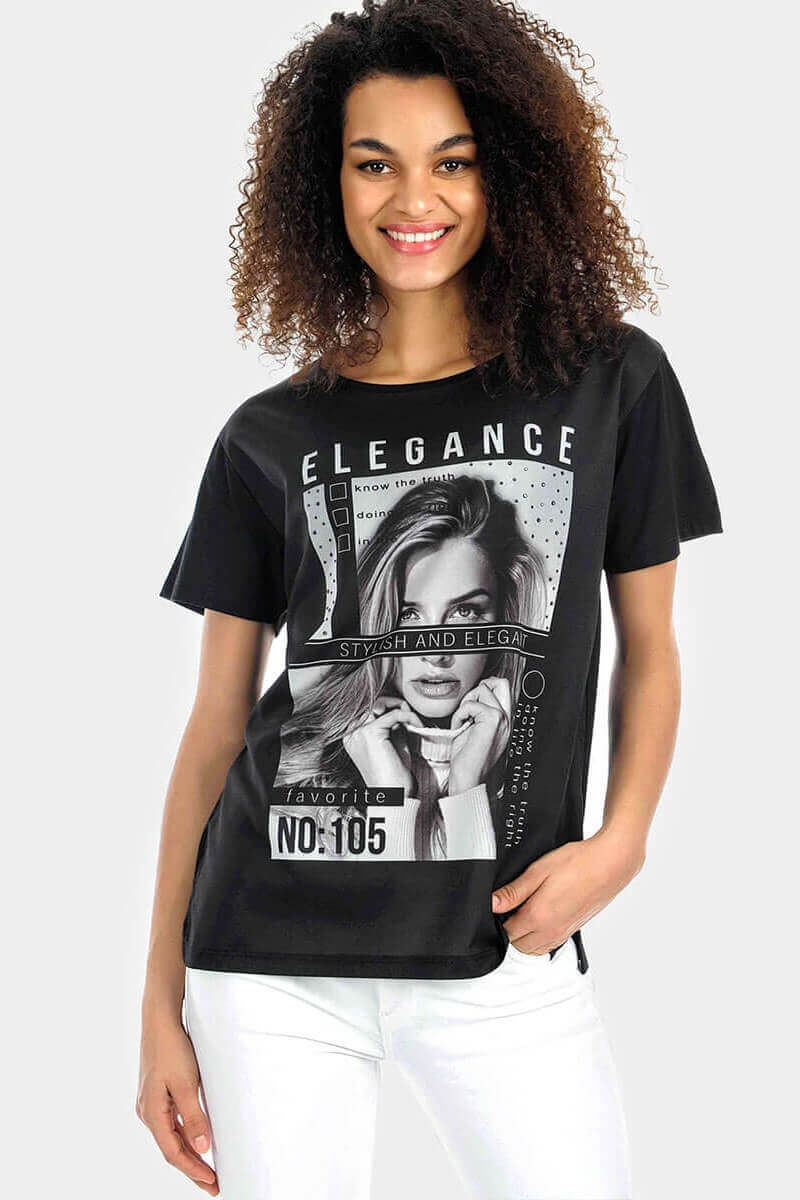 Черна дамска блуза 7204 INDIGO Fashion