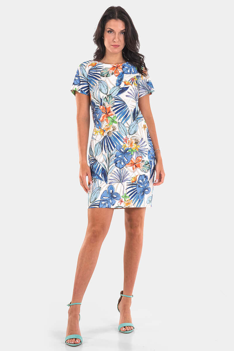 Рокля на цветя 8980-17 INDIGO Fashion