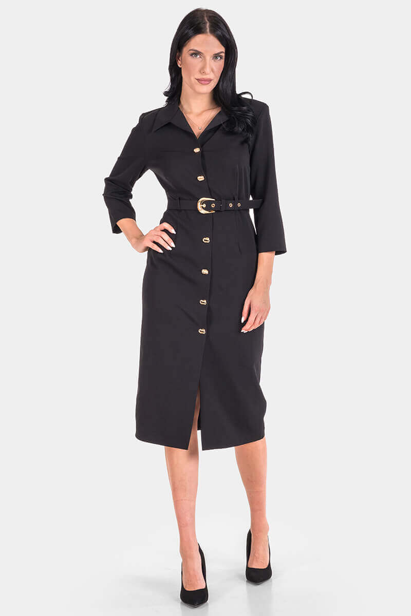 Елегантна рокля с колан 7191-09 DESIGNER