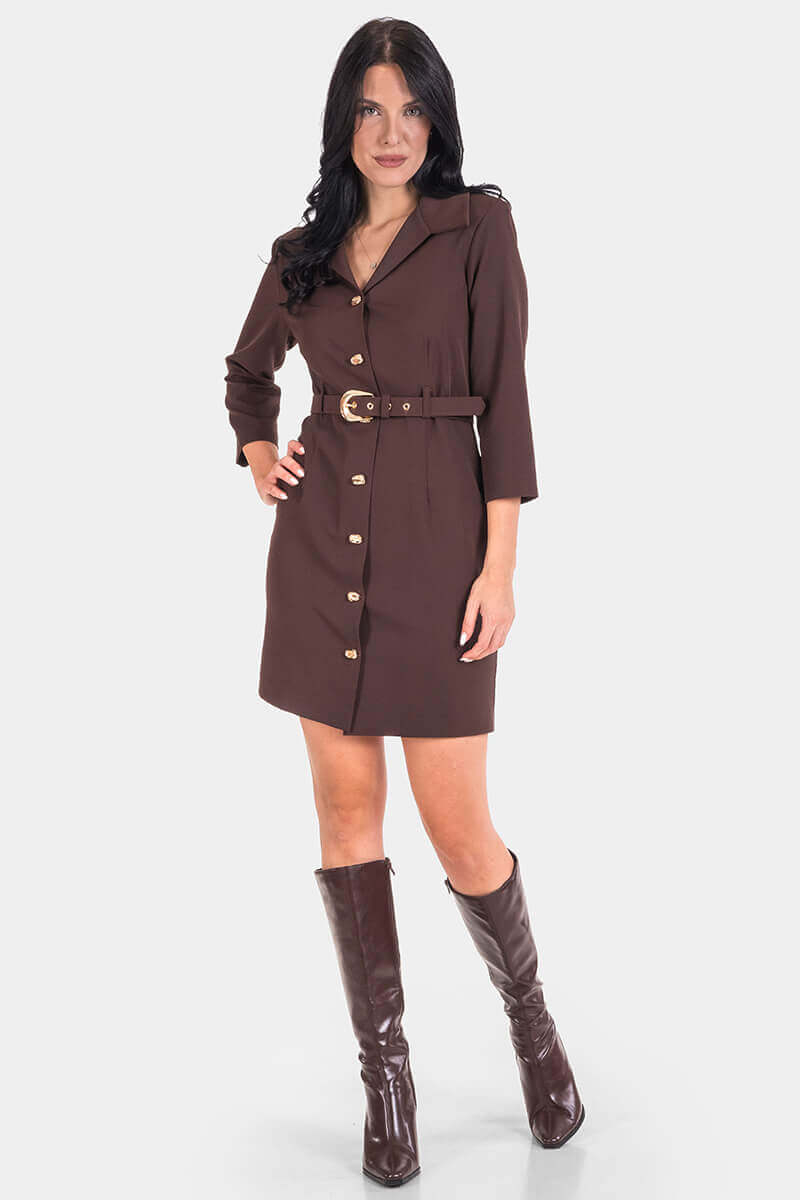 Елегантна рокля с колан 7193-21 DESIGNER