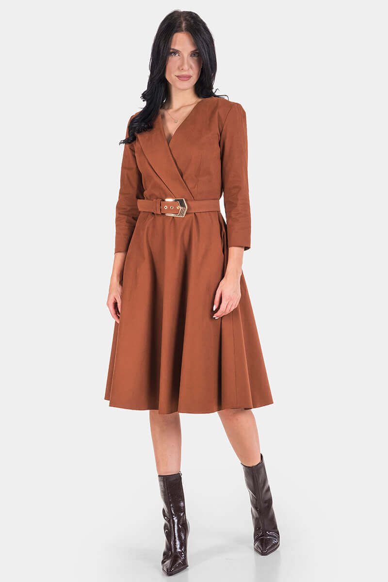 Елегантна рокля с колан 1437-28 ESITO