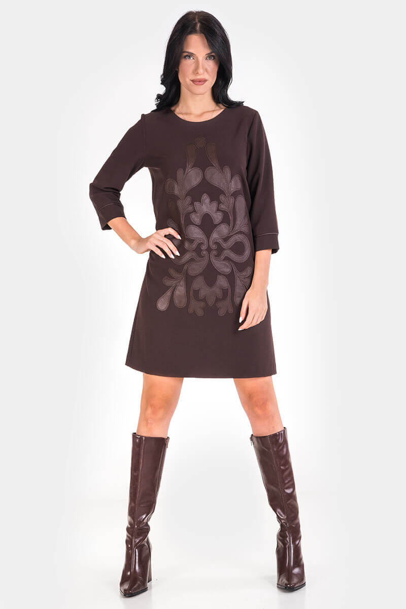 Рокля с кожен мотив 1464-21 ESITO