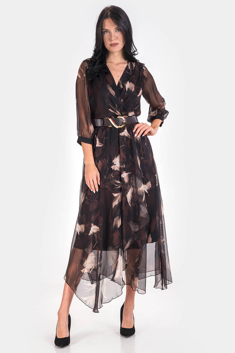 Елегантна рокля с колан 1595B-21 ESITO