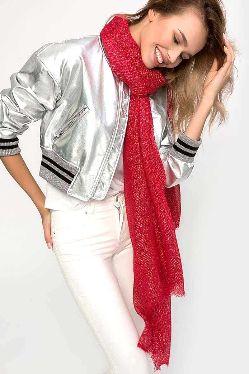 Дамски шал с лъскави нишки 10261 INDIGO Fashion