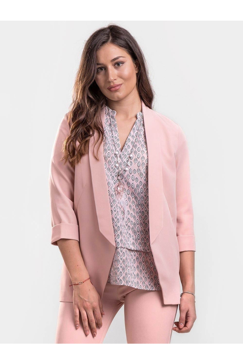 Елегантно дамско сако без закопчаване -  розово 1185 INDIGO Fashion