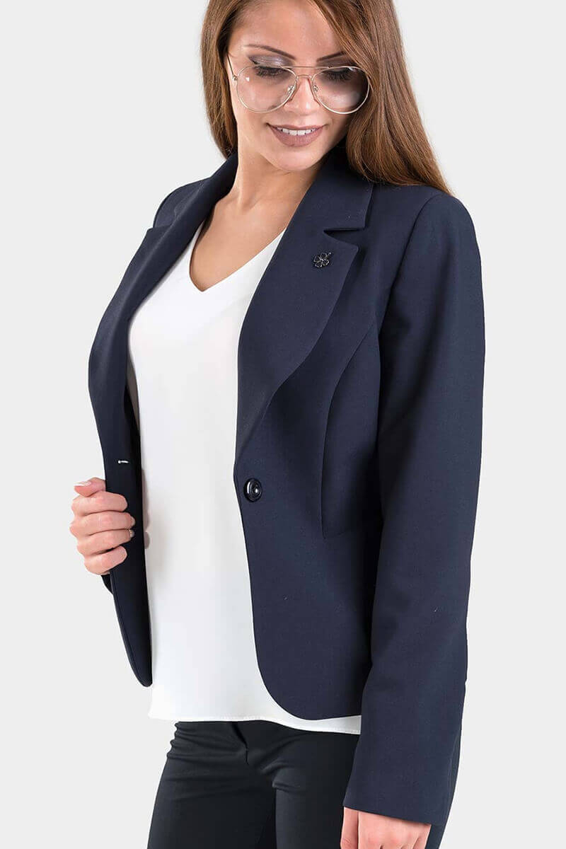 Елегантно дамско сако - тъмносиньо S016 INDIGO Fashion