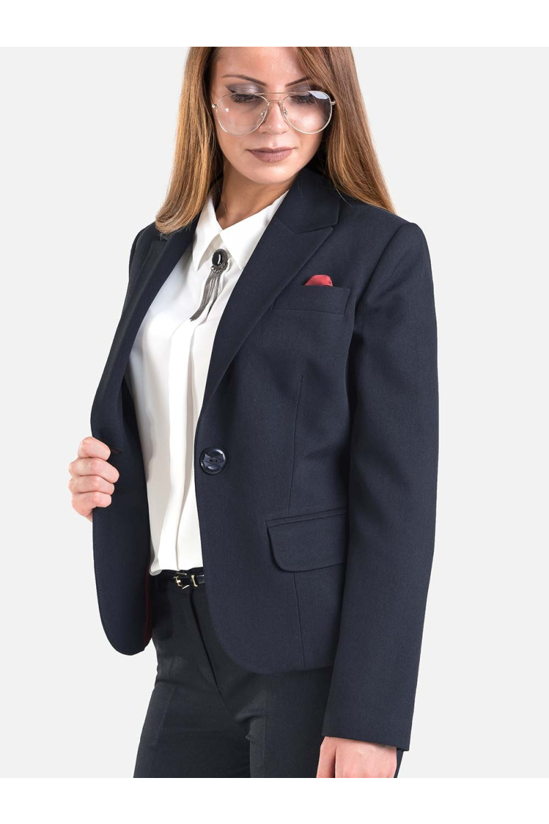 Тъмносиньо дамско сако с класически ревер 1220 INDIGO Fashion