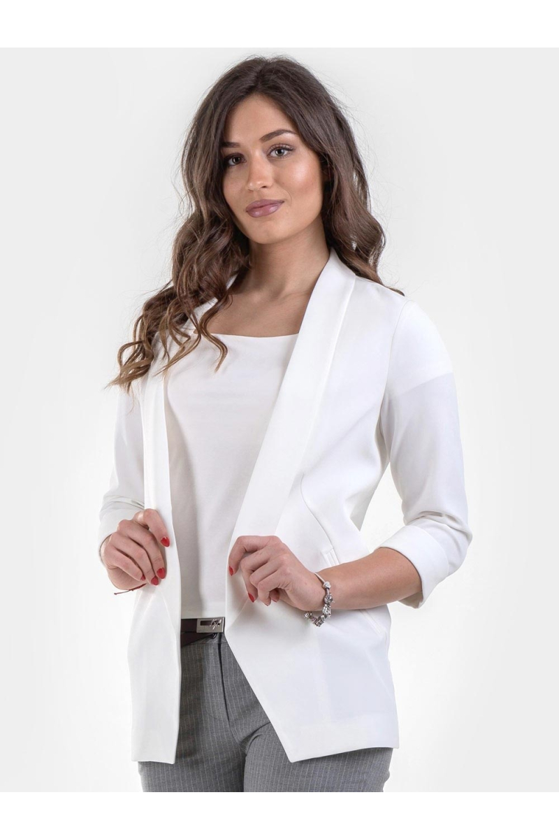Елегантно дамско сако без закопчаване - екрю B1185 INDIGO Fashion