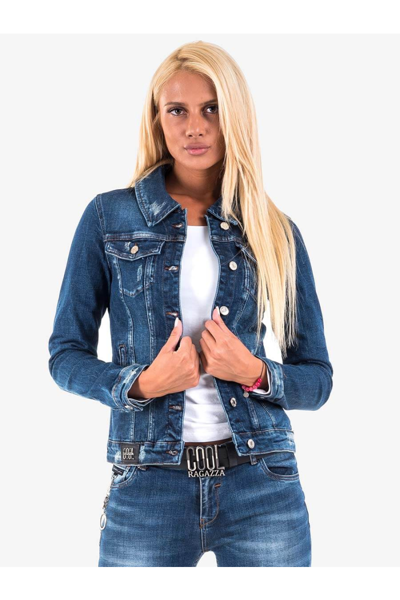 Дамско вталено дънково яке 38854 INDIGO Fashion