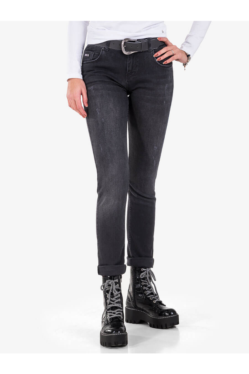 Черни бойфренд дамски дънки 5674 INDIGO Fashion