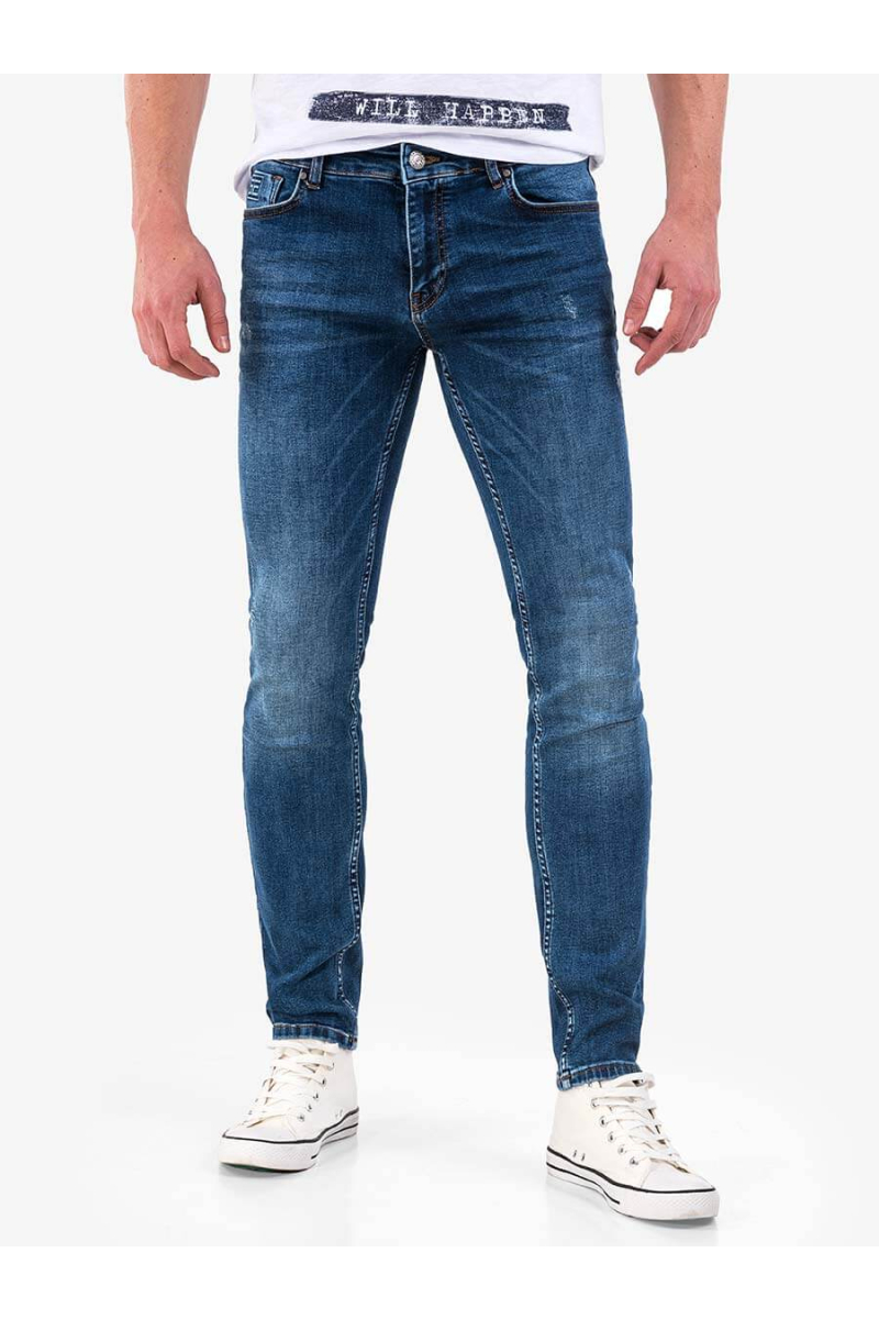 Слим фит мъжки дънки в цвят деним 3202 INDIGO Fashion