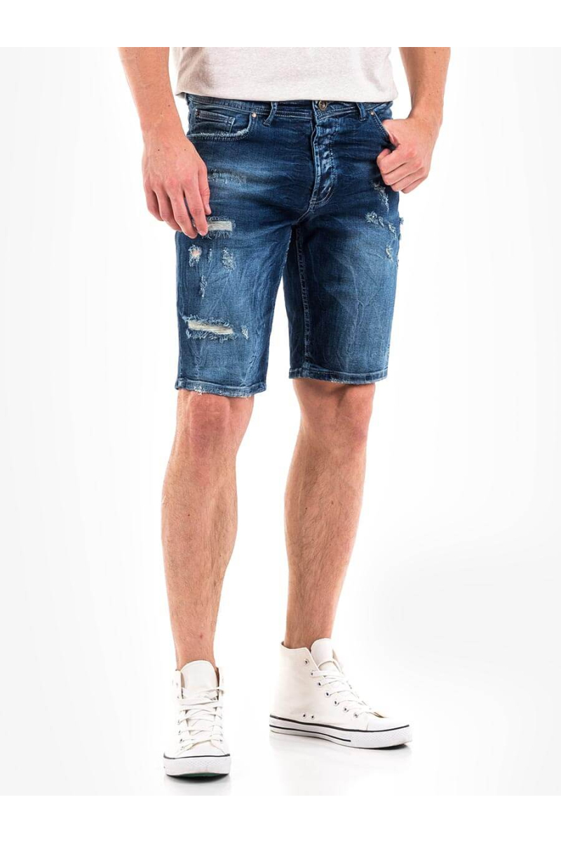 Мъжки накъсани бермуди - тъмен деним 13024 INDIGO Fashion