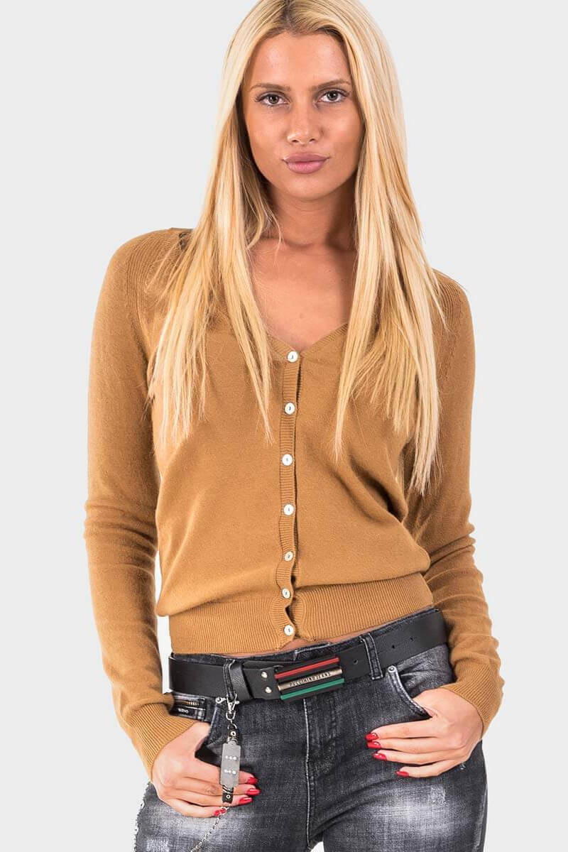 Светлокафява дамска жилетка NPL04