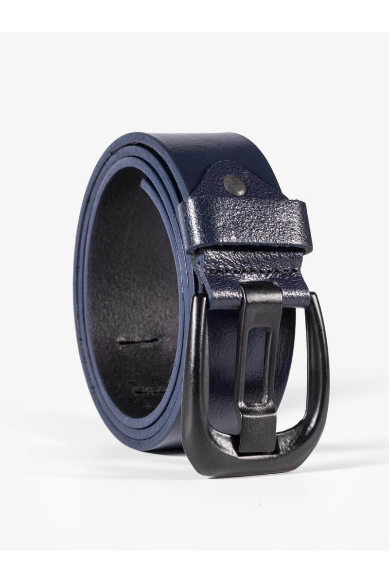 Син колан от естествена кожа 1003 INDIGO Fashion